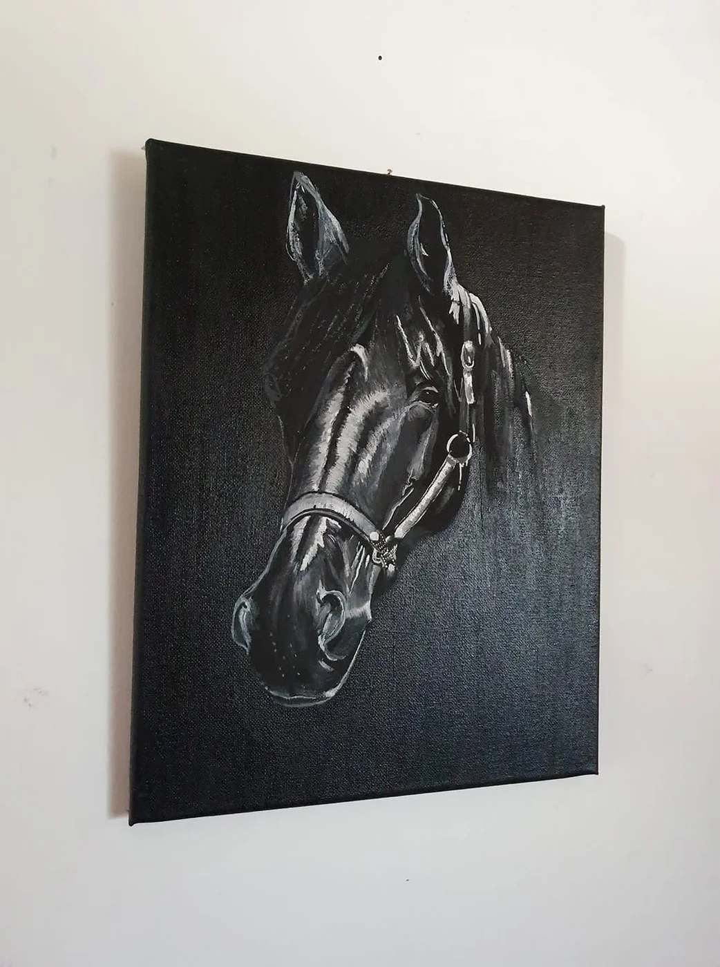 Horse in Black and White, painting by Ann Gillon