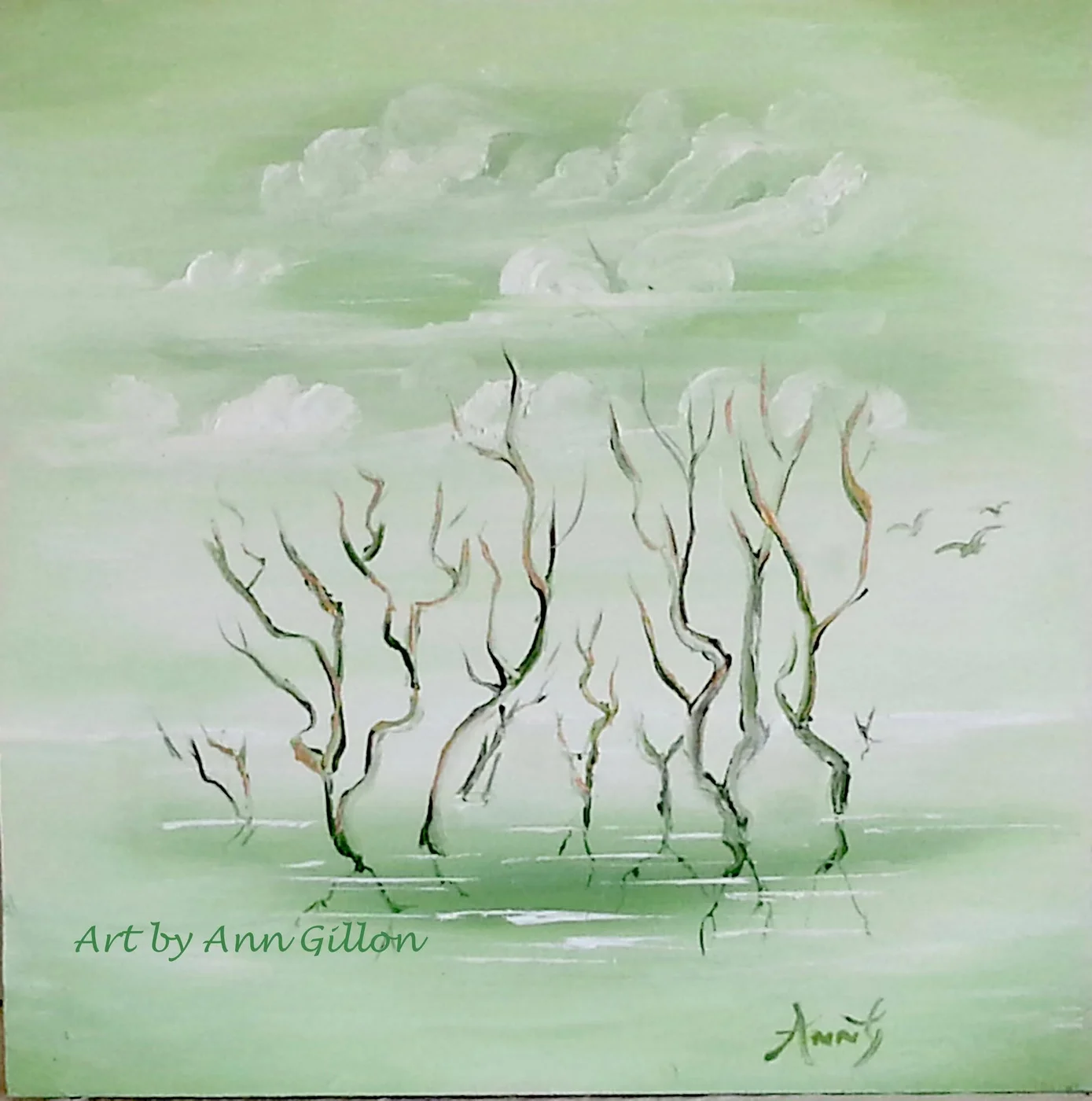 Reflections in Green, painting by Ann Gillon