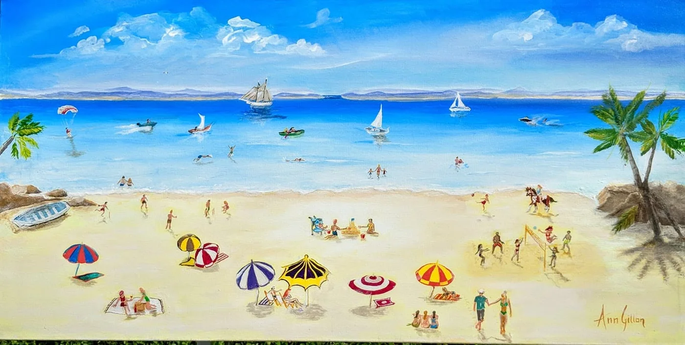 Beach Fun Time, painting by Ann Gillon